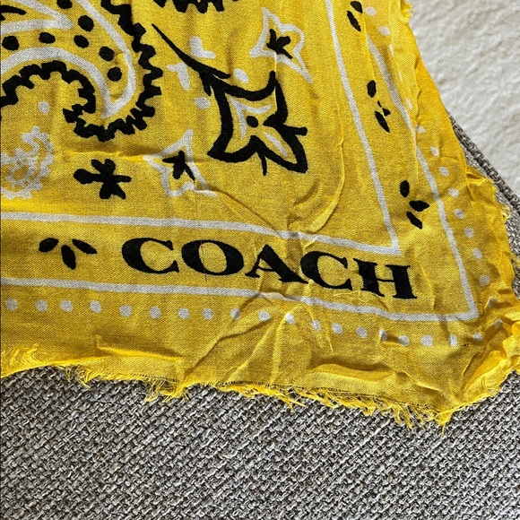 Coach Mickey Prairie Bandana Scarf In Yellow - Picture 5 of 6